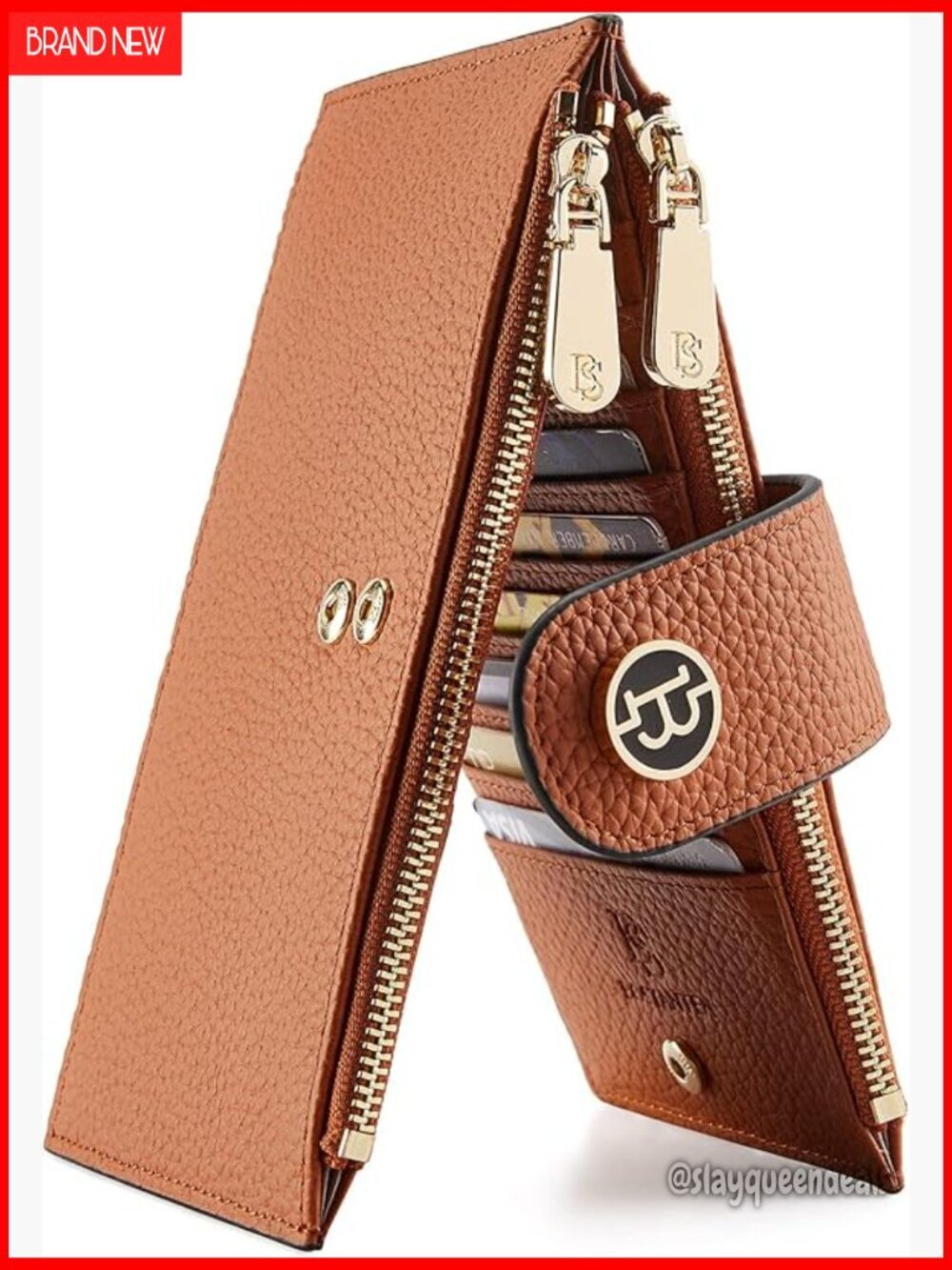 Large RFID Blocking Leather Bifold Wallet with Zipper Pocket